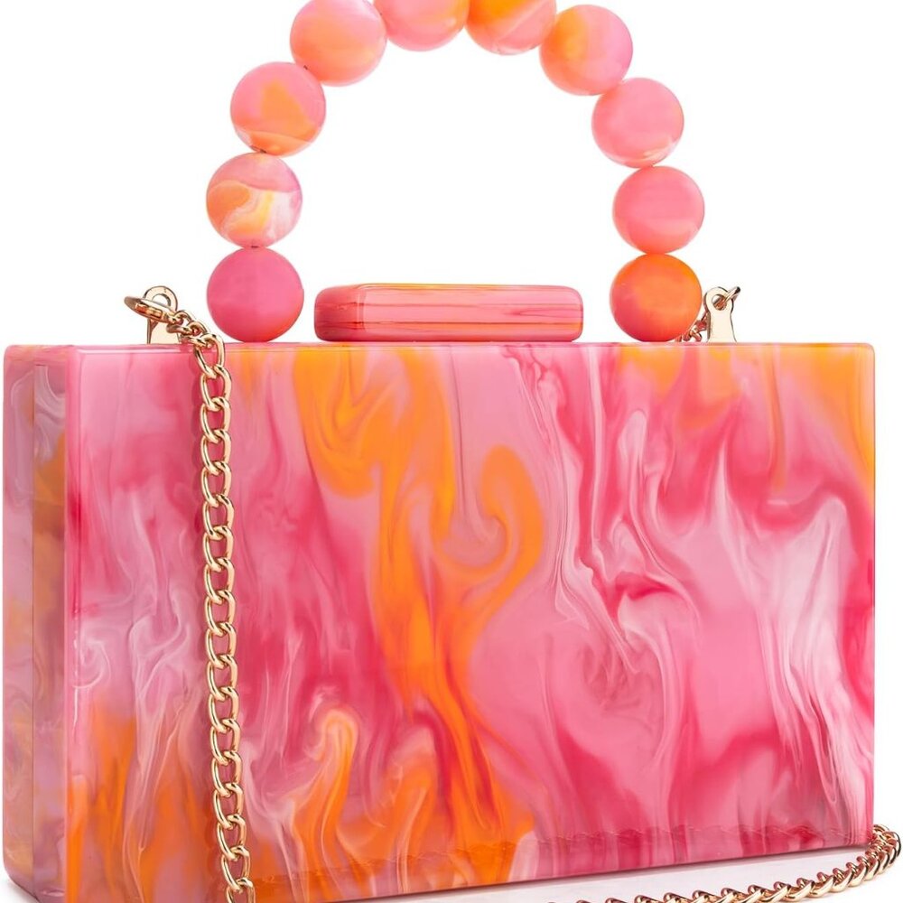 Acrylic Purses Evening Clutch Bag Marbling Handbags for Women Cross Body Bag wit